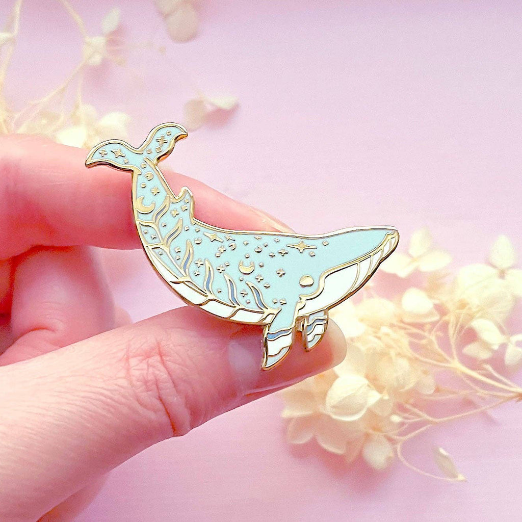 Moon Dedication Minke Whale Enamel Pin
