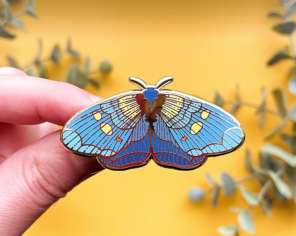 African Peach Moth (Egybolis vaillantina) Enamel Pin