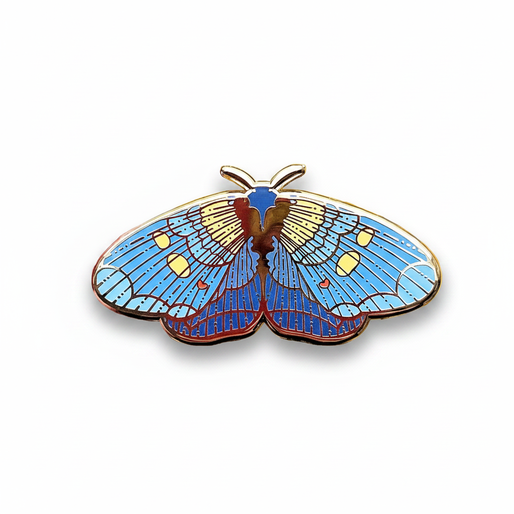 African Peach Moth (Egybolis vaillantina) Enamel Pin