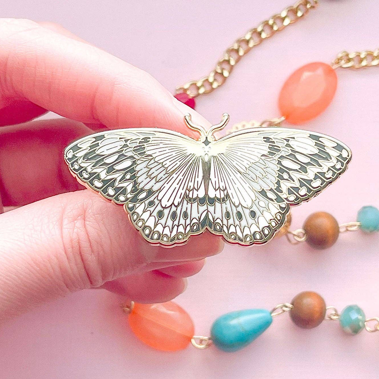 Paper Kite Butterfly (Idea leuconoe) Enamel Pin