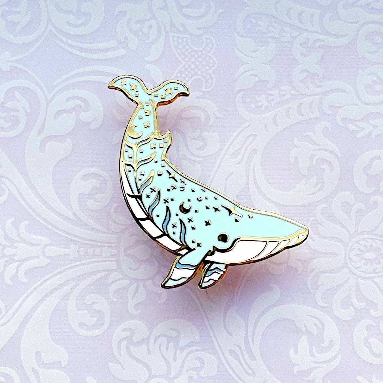 Moon Dedication Minke Whale Enamel Pin