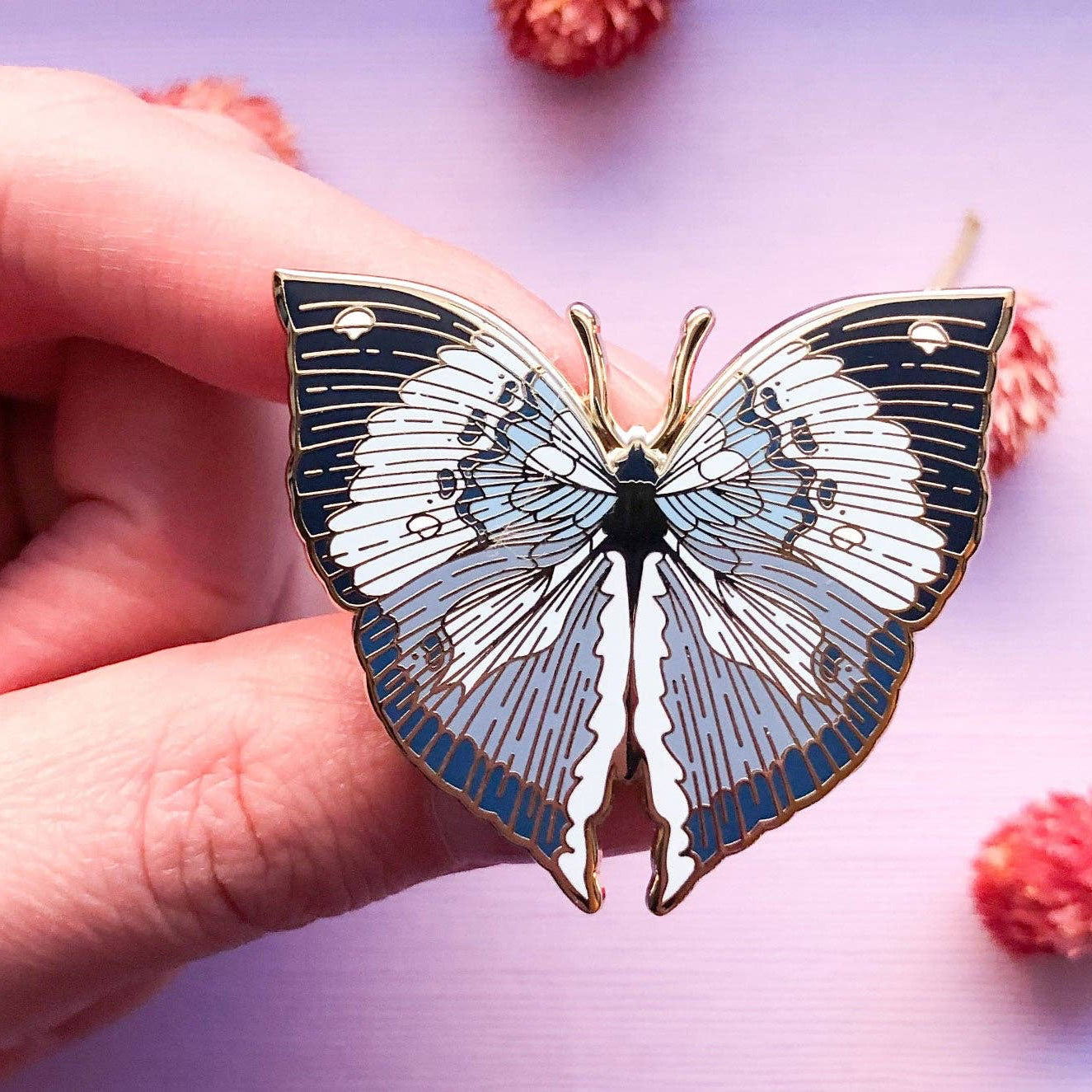 Blue Oakleaf Butterfly (Kallima horsfieldii) Enamel Pin