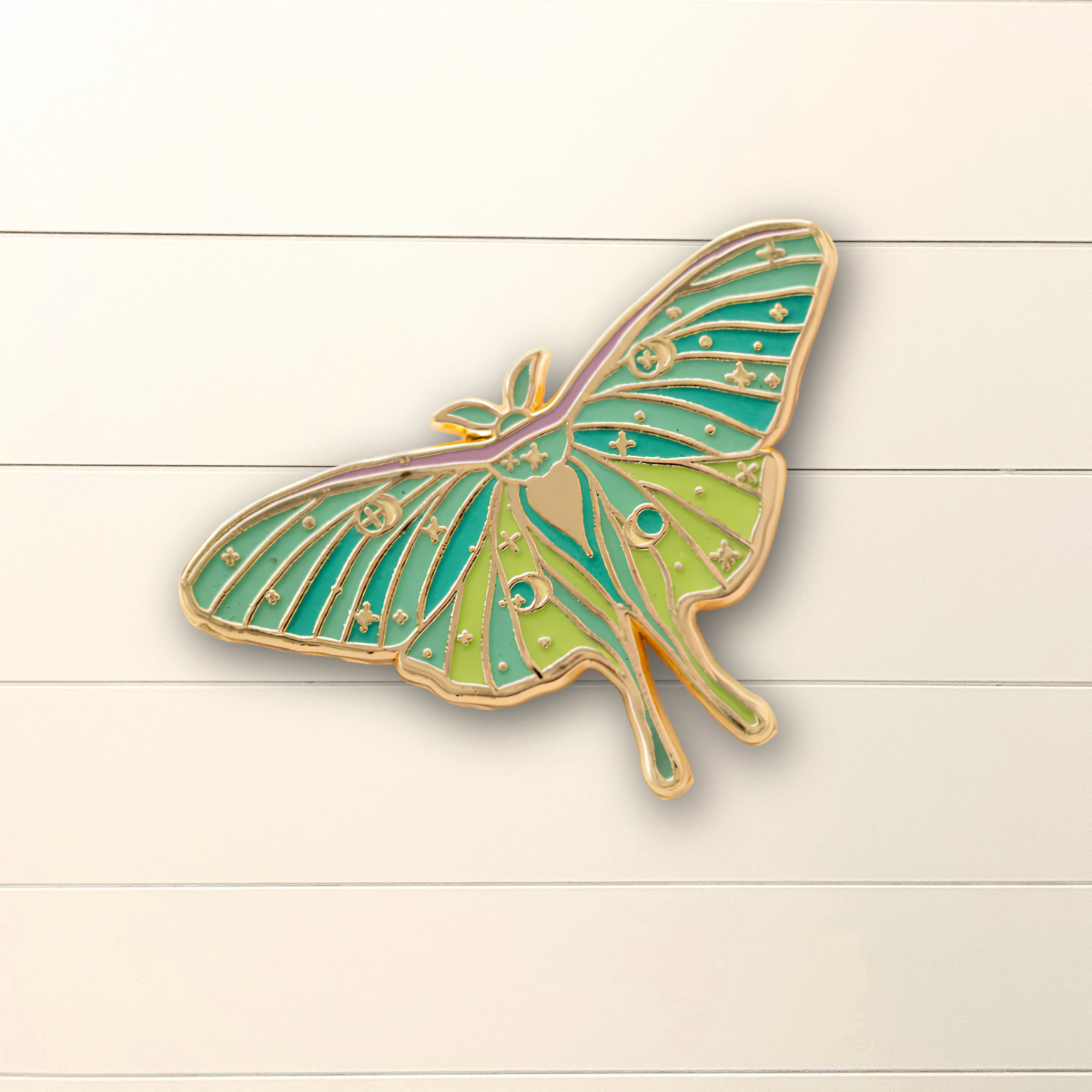 Luna Moth Enamel Pin- Glow in the Dark Fantasy Spring Gifts