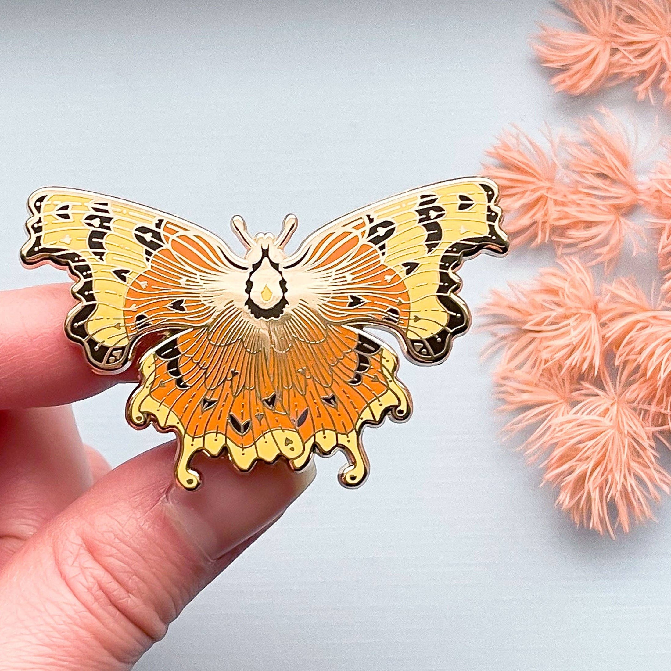 Comma Butterfly (Polygonia c-album) Enamel Pin