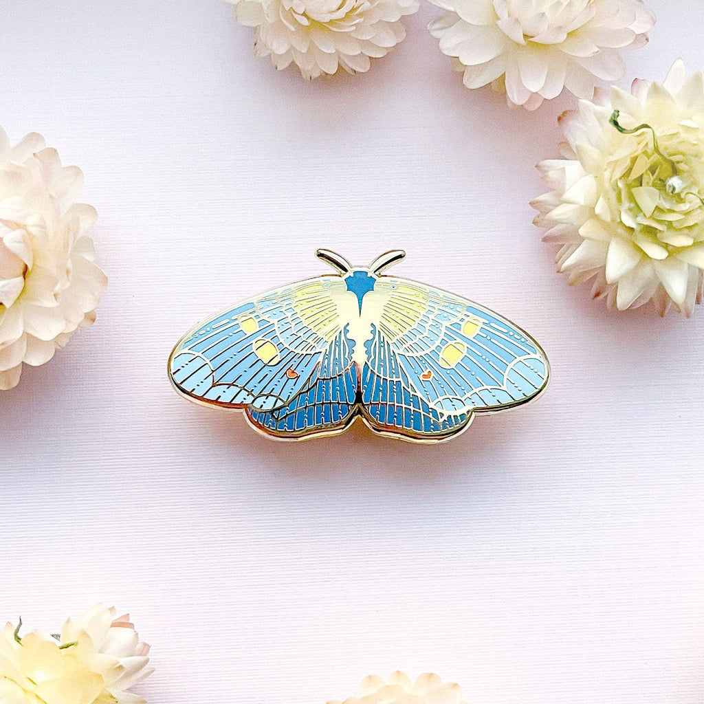 African Peach Moth (Egybolis vaillantina) Enamel Pin