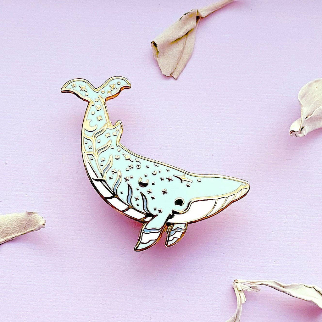 Moon Dedication Minke Whale Enamel Pin