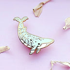 Moon Dedication Minke Whale Enamel Pin