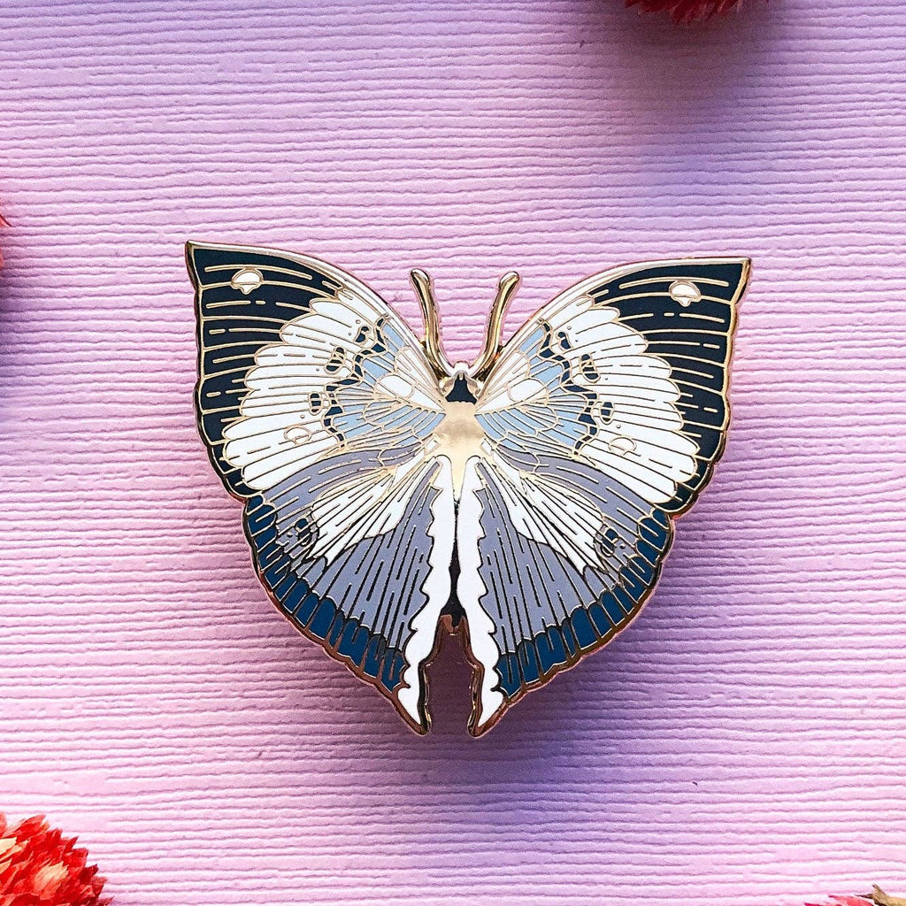 Blue Oakleaf Butterfly (Kallima horsfieldii) Enamel Pin