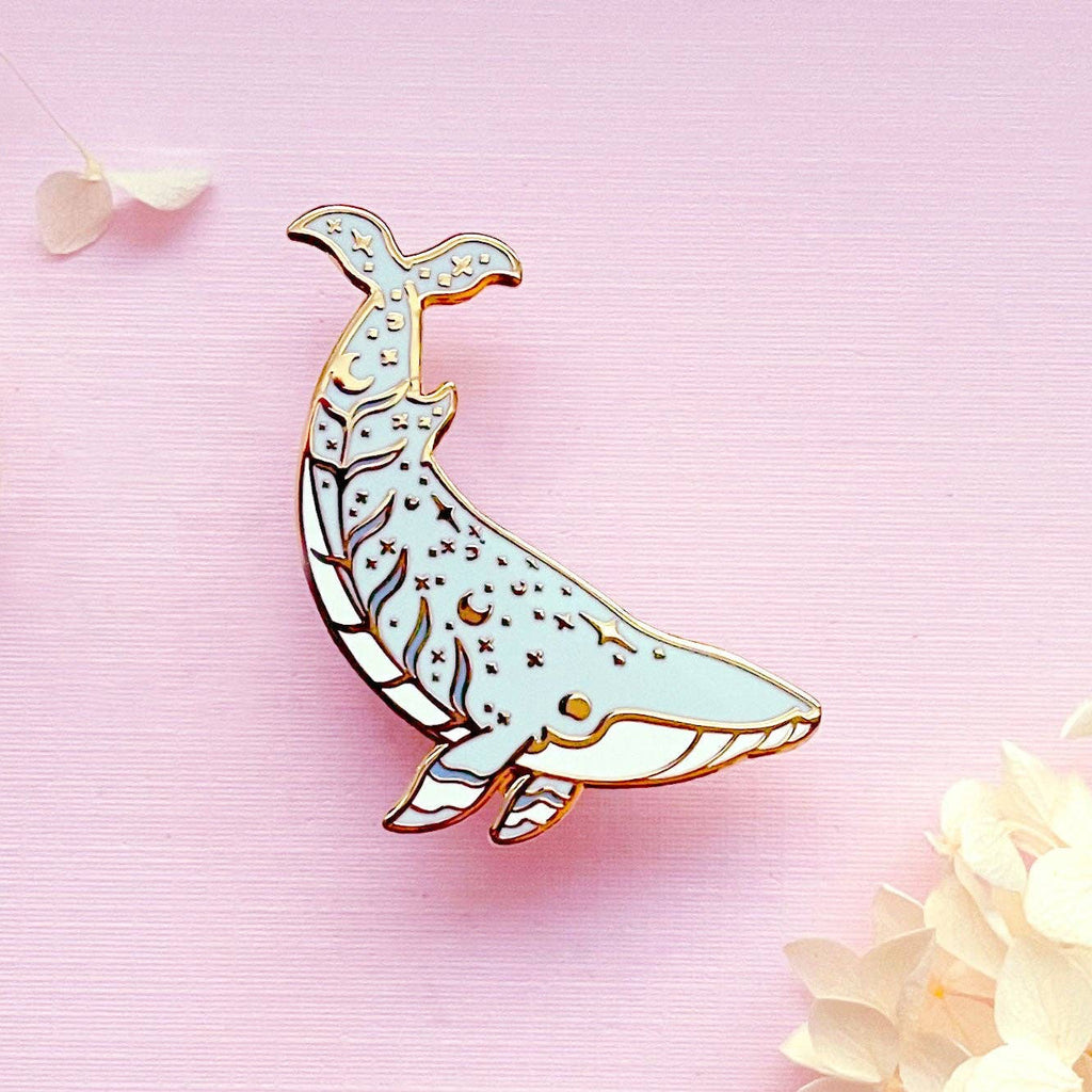 Moon Dedication Minke Whale Enamel Pin