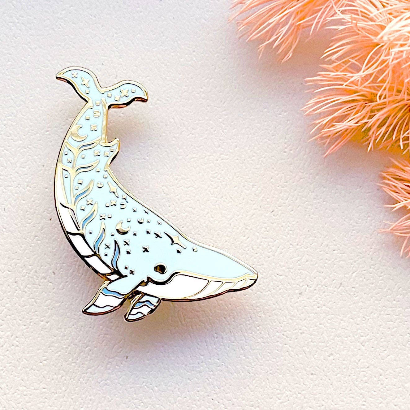 Moon Dedication Minke Whale Enamel Pin