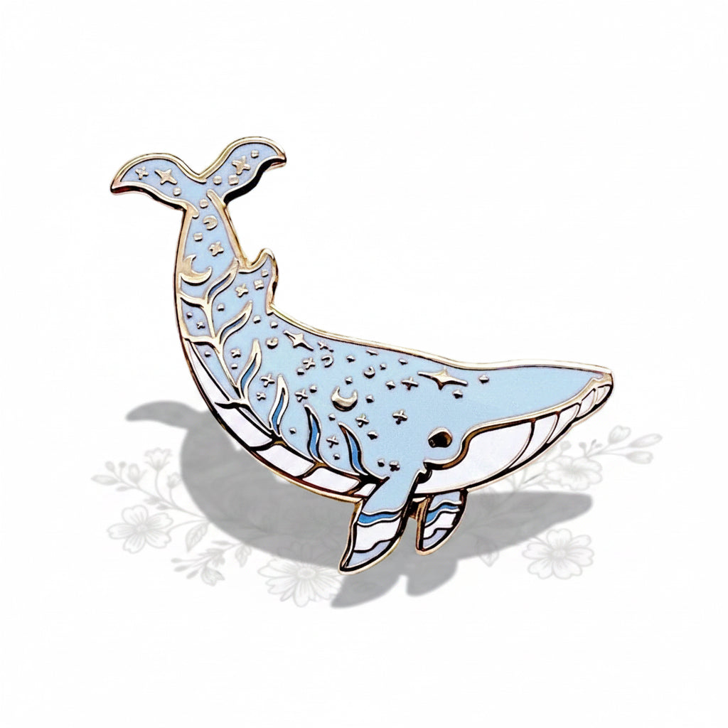 Moon Dedication Minke Whale Enamel Pin