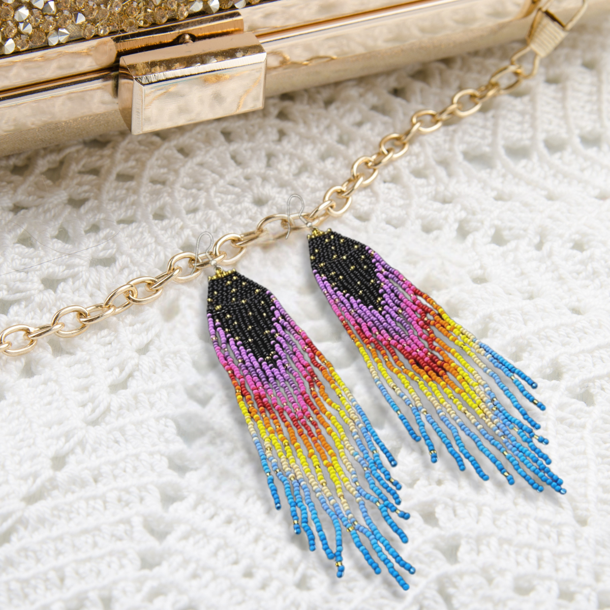Fringe Dangle Earrings | Colorful Seed Beads