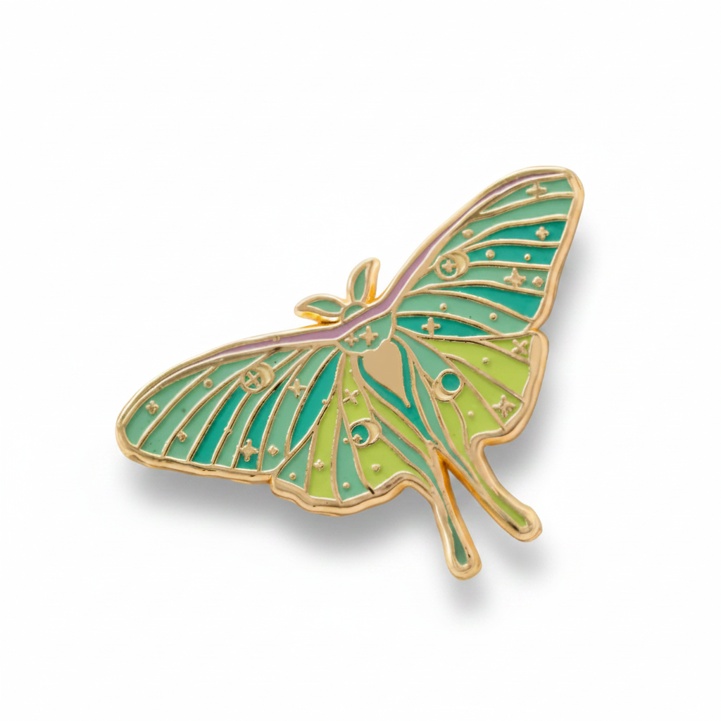 Luna Moth Enamel Pin- Glow in the Dark Fantasy Spring Gifts