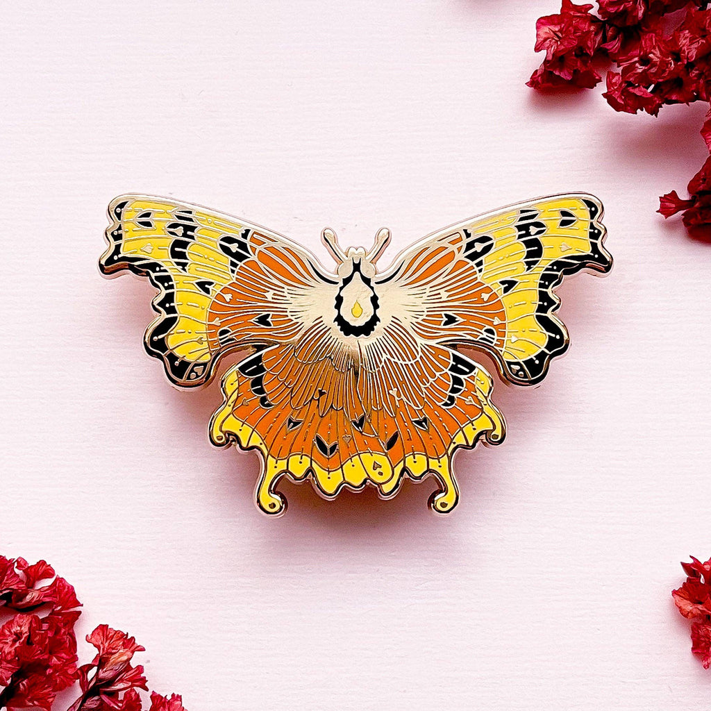 Comma Butterfly (Polygonia c-album) Enamel Pin