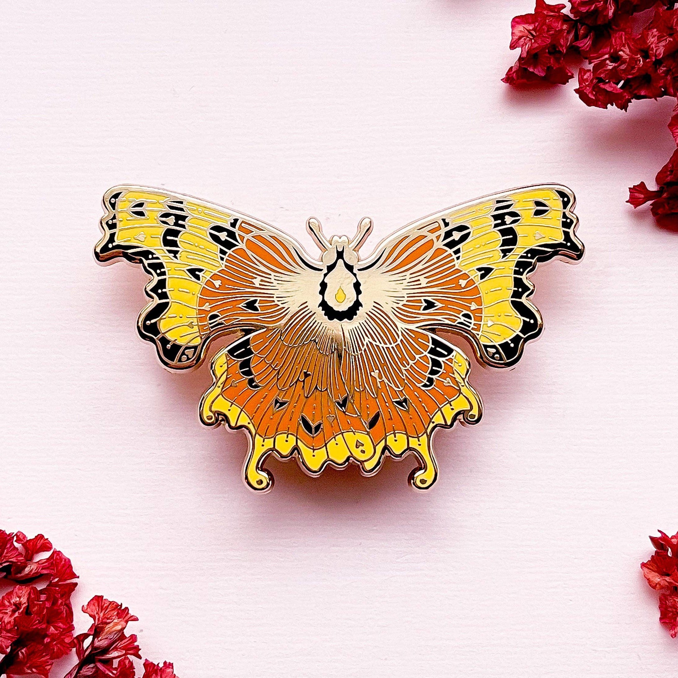 Comma Butterfly (Polygonia c-album) Enamel Pin