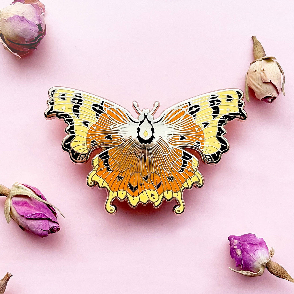 Comma Butterfly (Polygonia c-album) Enamel Pin