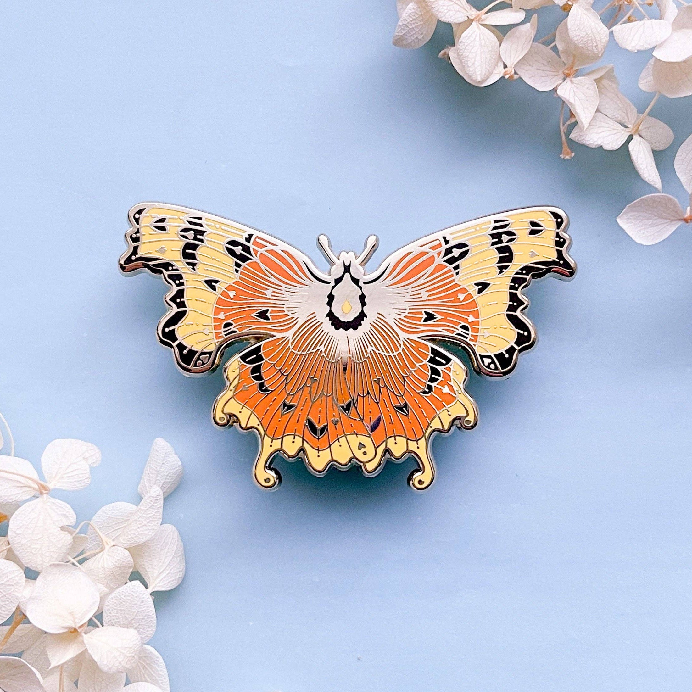 Comma Butterfly (Polygonia c-album) Enamel Pin