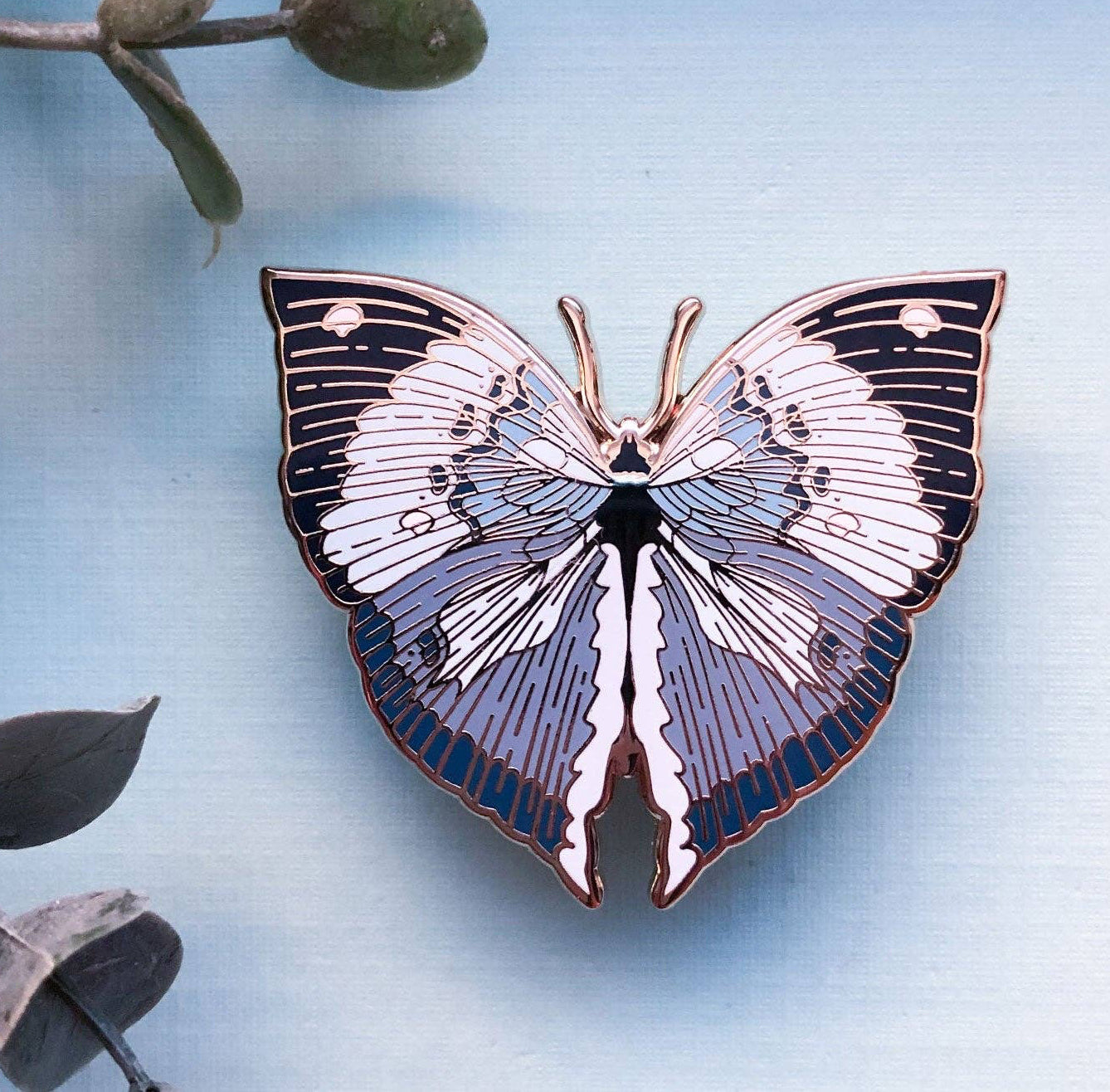 Blue Oakleaf Butterfly (Kallima horsfieldii) Enamel Pin