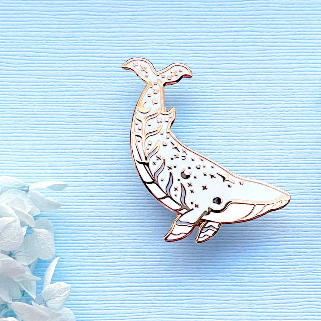 Moon Dedication Minke Whale Enamel Pin