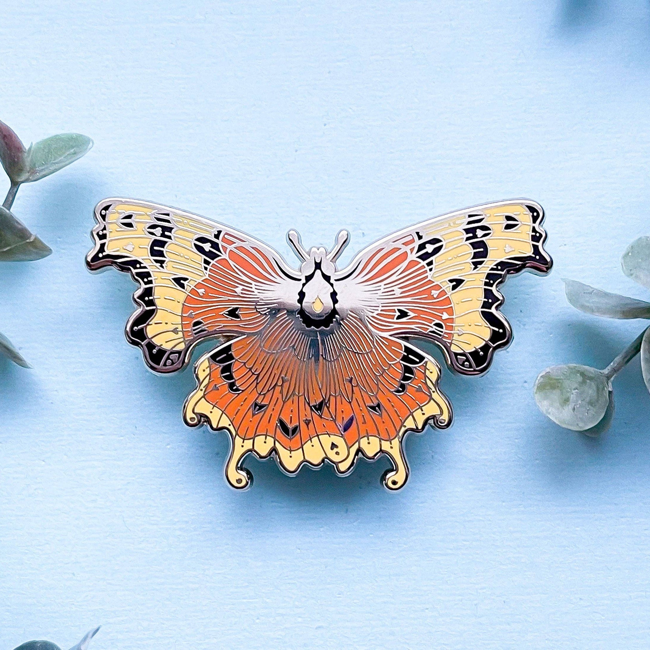 Comma Butterfly (Polygonia c-album) Enamel Pin