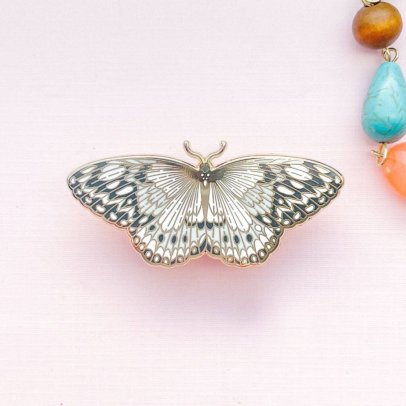 Paper Kite Butterfly (Idea leuconoe) Enamel Pin