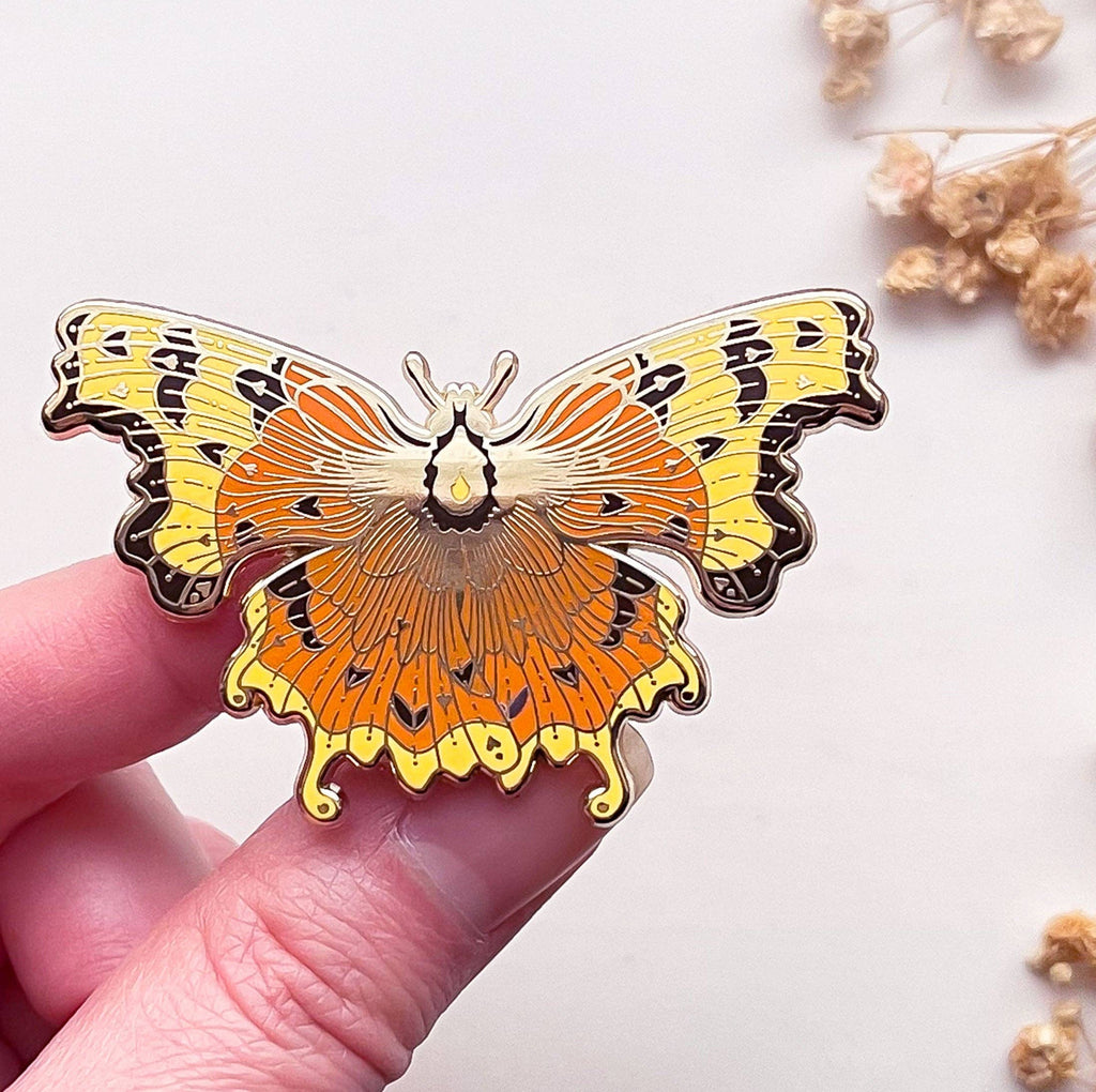 Comma Butterfly (Polygonia c-album) Enamel Pin