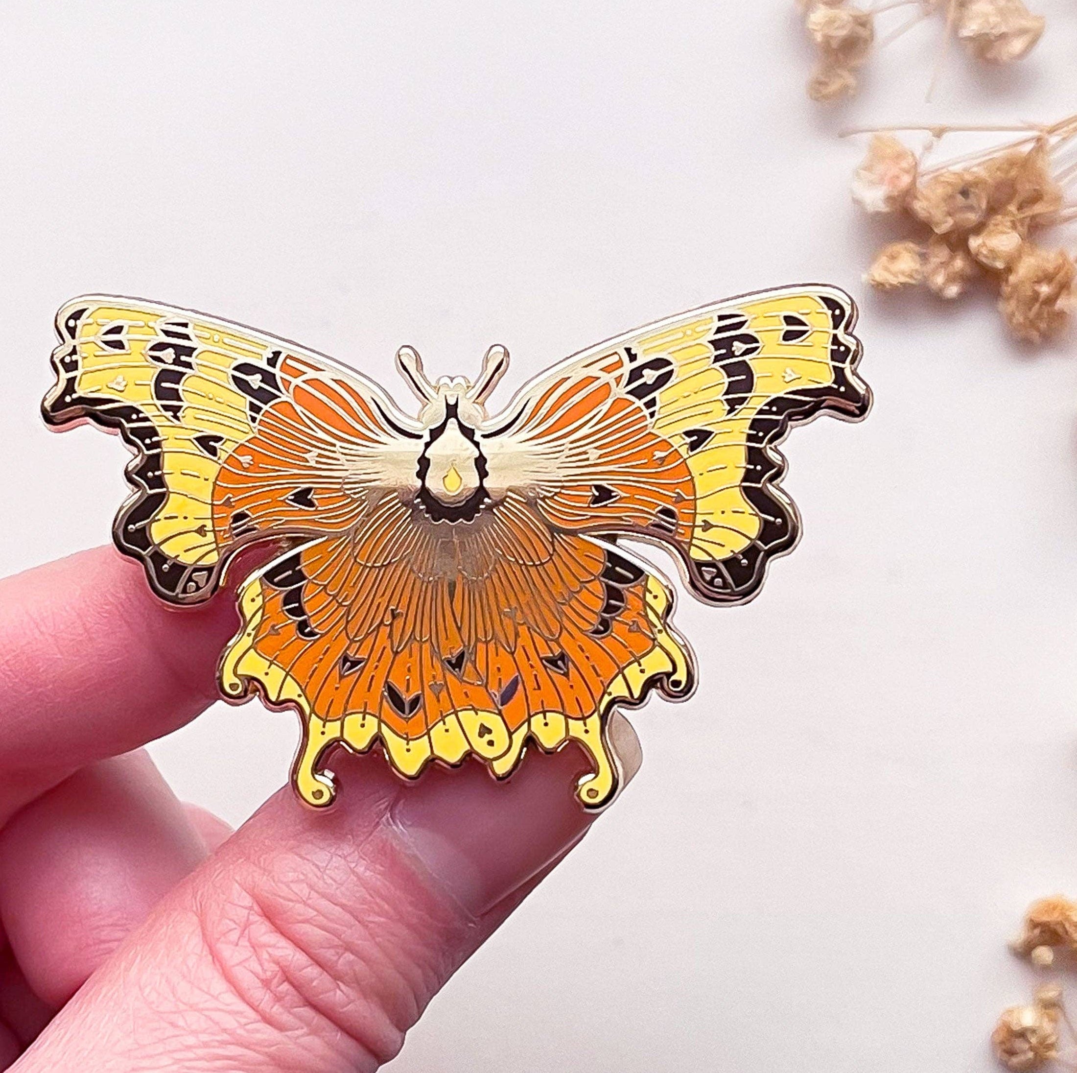 Comma Butterfly (Polygonia c-album) Enamel Pin