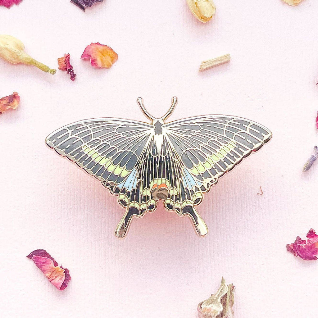 Paris Peacock Butterfly (Papilio paris) Enamel Pin