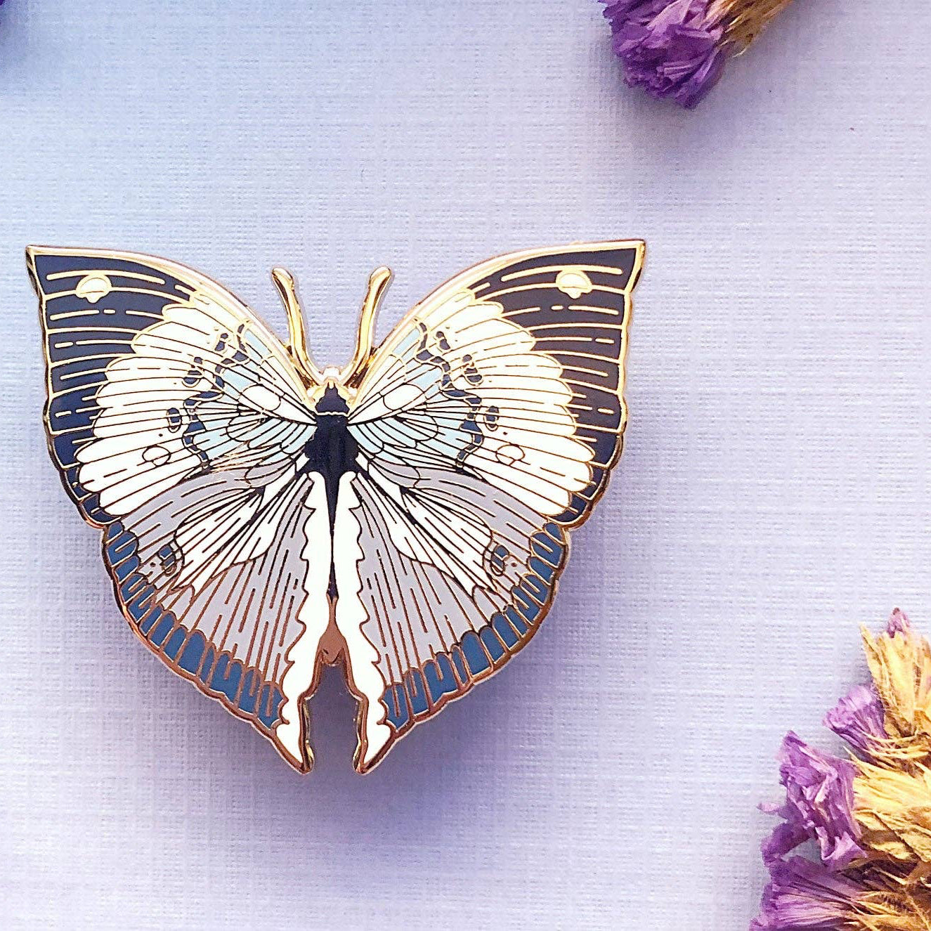 Blue Oakleaf Butterfly (Kallima horsfieldii) Enamel Pin